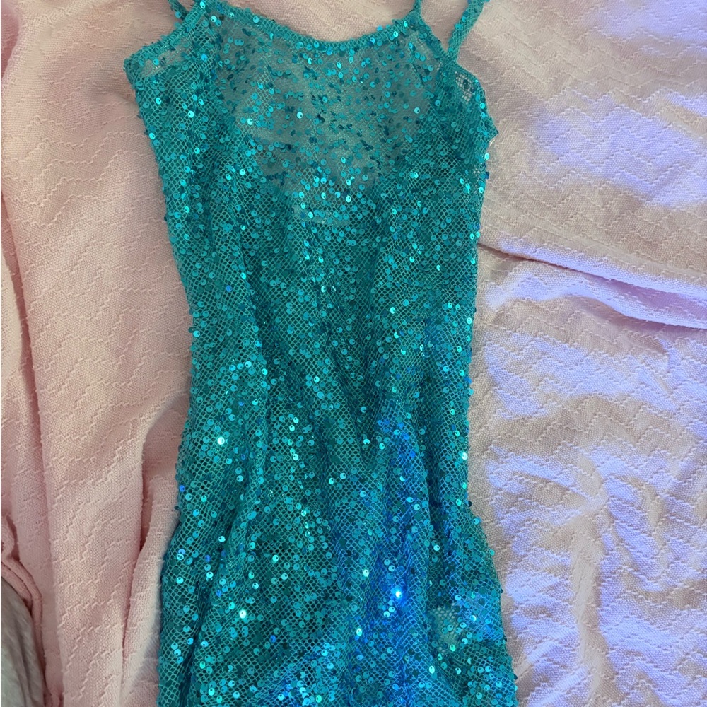 Peppermayo Teal Sequin Mini Dress